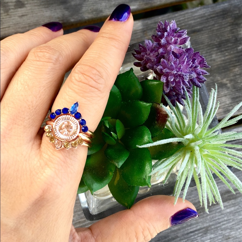 Boho Crystal Rose Gold Rings